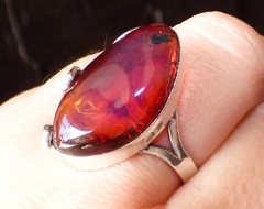 Anillo De Ámbar Rojo & Plata Ley #8.5 (AR4) - comprar en línea