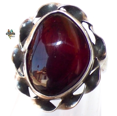 Anillo De Ámbar Rojo & Plata Ley #8 (AR67)