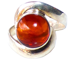 Anillo De Ámbar Rojo & Plata Ley #6.5 (AR45)