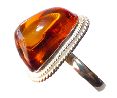 Anillo Ajustable De Ámbar Cognac & Plata Ley (CGN12) - comprar en línea