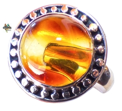 Anillo Ajustable De Plata 950 & Ámbar Cognac (CGN3)