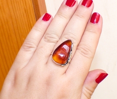 Anillo Gota De Ámbar Cognac & Plata Ley #8 (CGN7) en internet