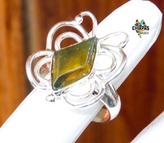 Anillo Mariposa de Plata & Ámbar Verde #5.5 en internet