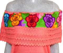 Blusa Campesina Olán Coral/Multicolor #001 - comprar en línea