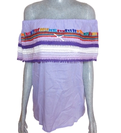 Blusa Campesina Bordada A Mano Lila #002 (Talla S-M) (copia) - comprar en línea