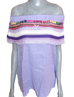 Blusa Campesina Bordada A Mano Lila #001 (Talla S-M) (copia) - comprar en línea