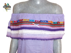 Blusa Campesina Bordada A Mano Lila #002 (Talla S-M) (copia)