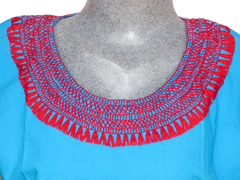 Blusa Mod007 Celeste/Rojo (S)