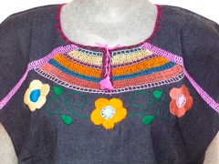 Blusa Mod015 Mezclilla/Flores #003 (M) - comprar en línea