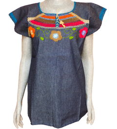 Blusa Mod015 Mezclilla/ Flores #004 (S)