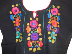 Blusa Mod027 Negra/Multicolor #004 (XL) - Chiapas Mágico