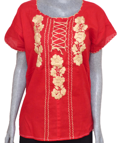 Blusa Mod036 Rojo/Beige (S)