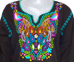 Blusa Pavo Reales Negro/Multicolor #008 (XL)