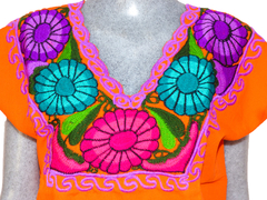 Blusa Zinacantán Naranja/Multicolor #019 (M)