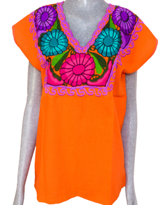 Blusa Zinacantán Naranja/Multicolor #019 (M) - comprar en línea