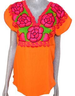 Blusa Zinacantán Naranja/Fucsia (S) - comprar en línea