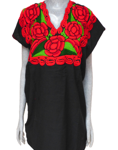 Blusas Zinacantán Negras/Rojo (XL) - comprar en línea