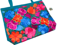 Bolsa Grande Esmeralda Bordado Flores