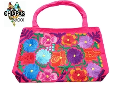 Bolsa Mediana Fucsia & Flores Multicolor #003