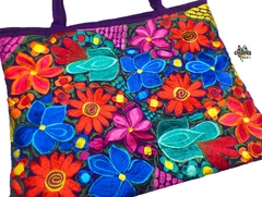 Bolsa Grande Morada Bordado Flores