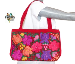 Bolsa Mediana Roja & Bordado Flores (RDM3) - comprar en línea