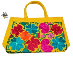 Bolsa Mediana Amarilla & Flores Multicolor (YL1)