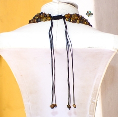 Collar con Ámbar Musgoso Entrelazado & Tejido Ajustable - tienda en línea