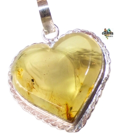 Dije Corazón De Ámbar Amarillo Verdoso & Plata Ley (VJN8) - comprar en línea