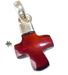 Dije Cruz de Ámbar Rojo & Plata Ley (AR3)