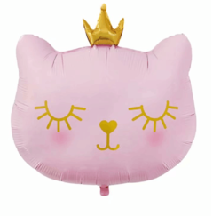 Globos de Gato con Corona en color rosa