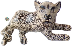 Jaguar De Barro Decorativo Beige (45 CM)