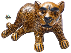 Jaguar De Barro Decorativo Mantequilla Hembra (46 CM)