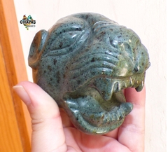 Escultura Cabeza de Jaguar con Jade de Guatemala - comprar en línea