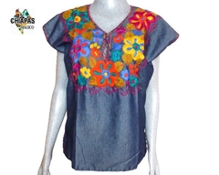 Blusa Mod058 Mezclilla/Flores (S) - comprar en línea