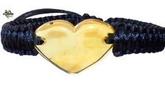 Pulsera con Corazón de Ámbar & Hilo de Seda (TSF1)