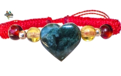 Pulsera Con Ámbar & Corazón Jade de Guatemala