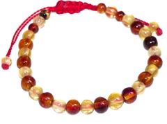 Pulsera Tejida con Esferas de Ámbar 2 Tonos (Roja)