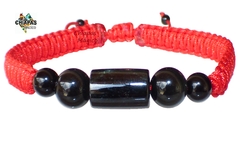 Pulsera Con Tubo de Jade Negro de Guatemala & Obsidianas