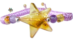 Pulsera Con Amatistas & Estrella De Ambar Con Insecto - comprar en línea