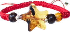 Pulsera Con Estrella De Ambar & Obsidianas