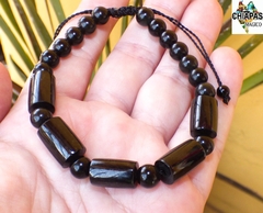 Pulsera Con Tubos de Jade Negro de Guatemala & Obsidianas - comprar en línea