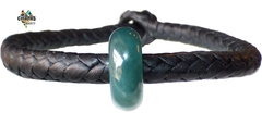 Pulsera con Dona de Jade de Guatemala & Piel de Cabra