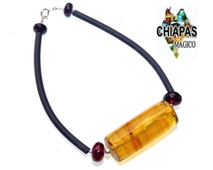 Pulsera con Tubo De Ámbar & Plata (#4)