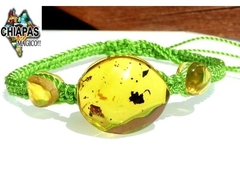 Pulsera Tejida Verde con Ámbar #03