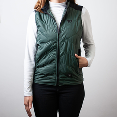 Chaleco calefaccionado verde militar, invierno, abrigo, mujer