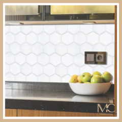 Azulejo Ceramico Autoadhesivo Vinilo Muresco Hexagono Blanco