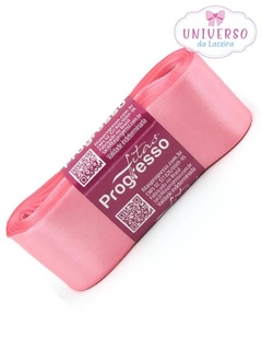 FITA DE CETIM NA COR ROSA PÉTALA DUPLA FACE 38MM COM 10 METROS