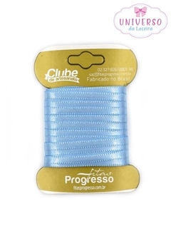 FITA DE CETIM NA COR AZUL CELESTE FACE 4MM COM 10 METROS