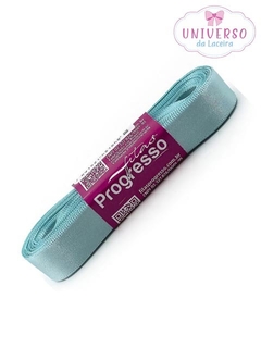 FITA DE CETIM NA COR AZUL TIFFANY FACE 15MM COM 10 METROS