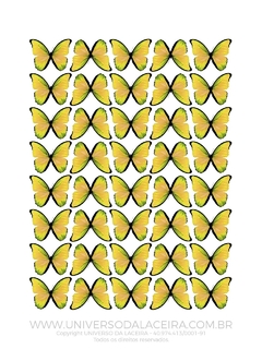 Borboleta Amarela em Tecido - 40 unidades